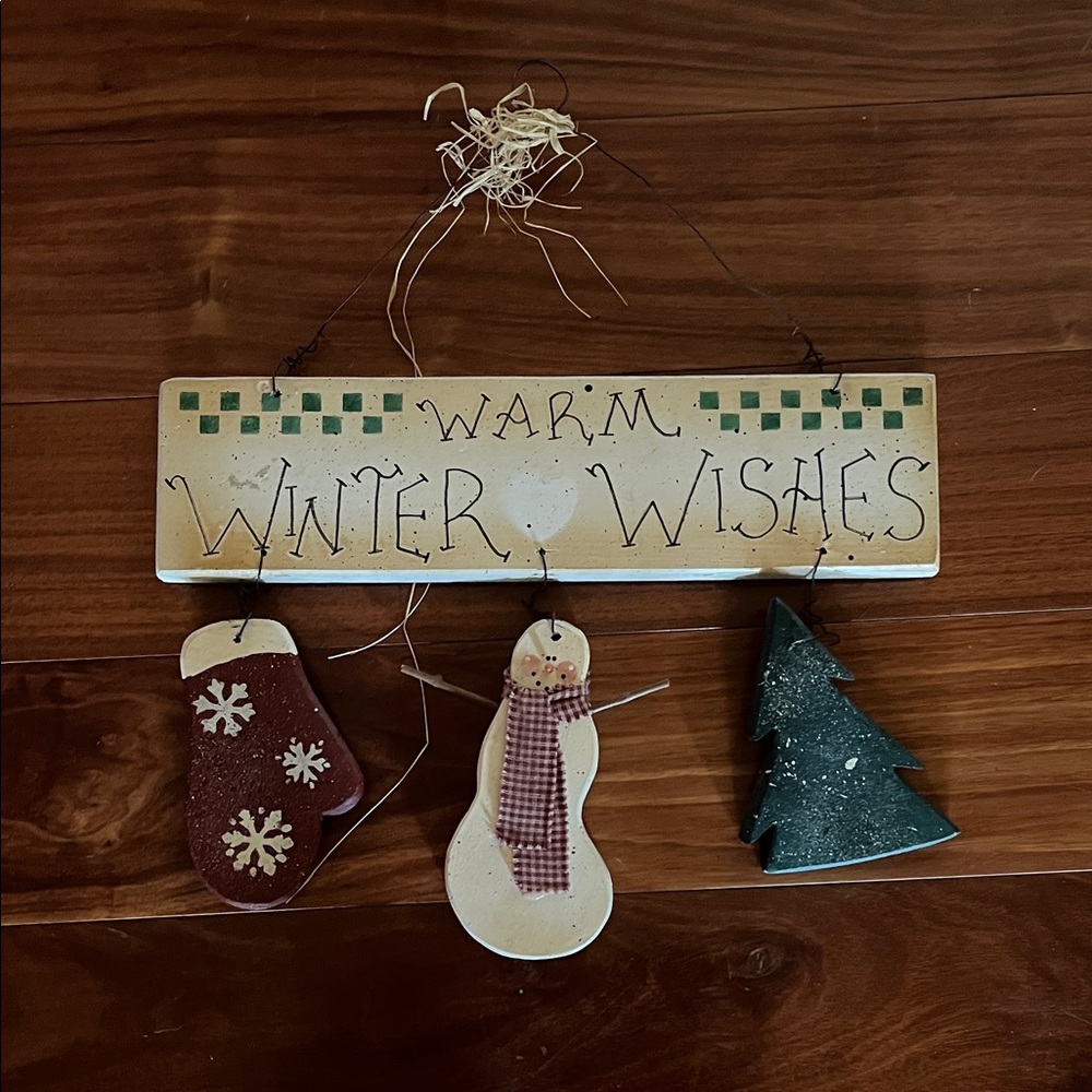Festive Holiday Wall Hanging with Snowman, Stocking, and Tree